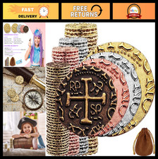 100 Metal Pirate Coins Set - Bronze, Silver, Gold Rose Gold Doubloons for Part
