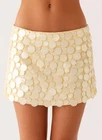 Pepper Mayo “Movie Star” Mini Skirt – Yellow Shell Paillette – AU8/US4 – NWT