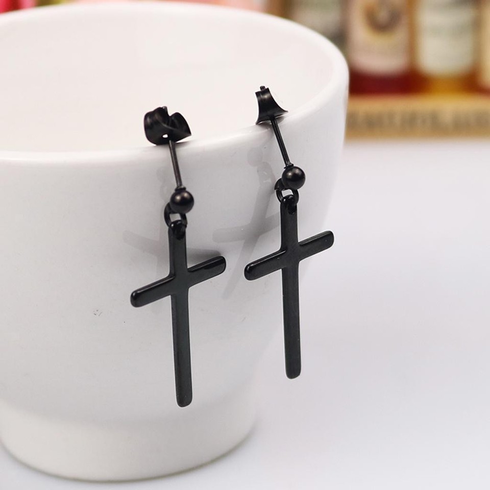 Orecchini A Croce Con Nappa - Acciaio Inox, Unisex - Foto 8