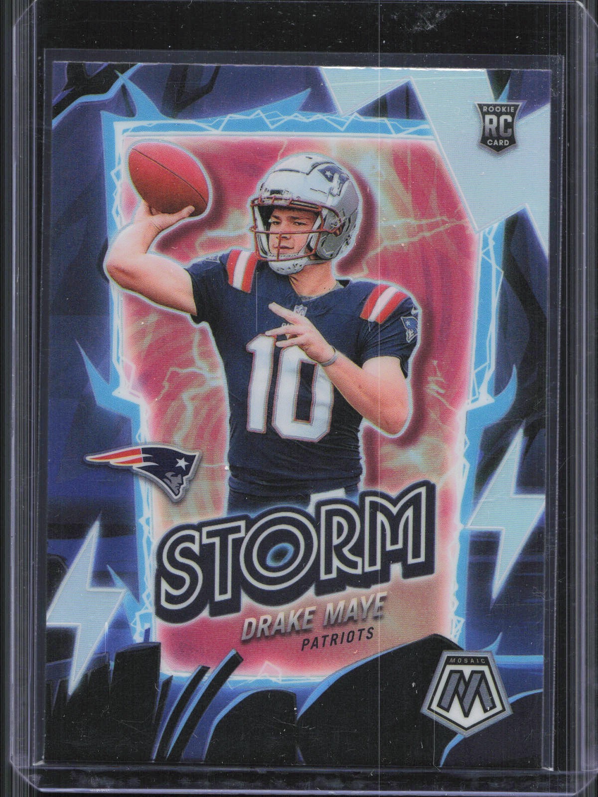 2024 Panini Mosaic Drake Maye #3 Storm Rookie Silver Prizm Patriots