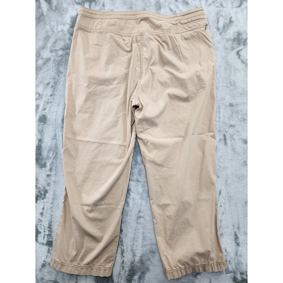 Шерстяные брюки женские 12 желтовато-коричневые хаки с высокой посадкой укороченные капри эластичные хлопковые для походов - Изображение 3 из 4