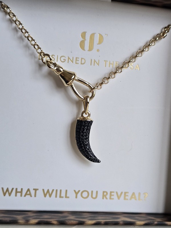 Bomb Party Untamed Necklace "Flawlessly Clawed" NK91299 Black Onyx on Gold
