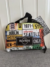 Hard Rock Cafe Lightweight Foldable Backpack w/ World License Plate Print - NWT