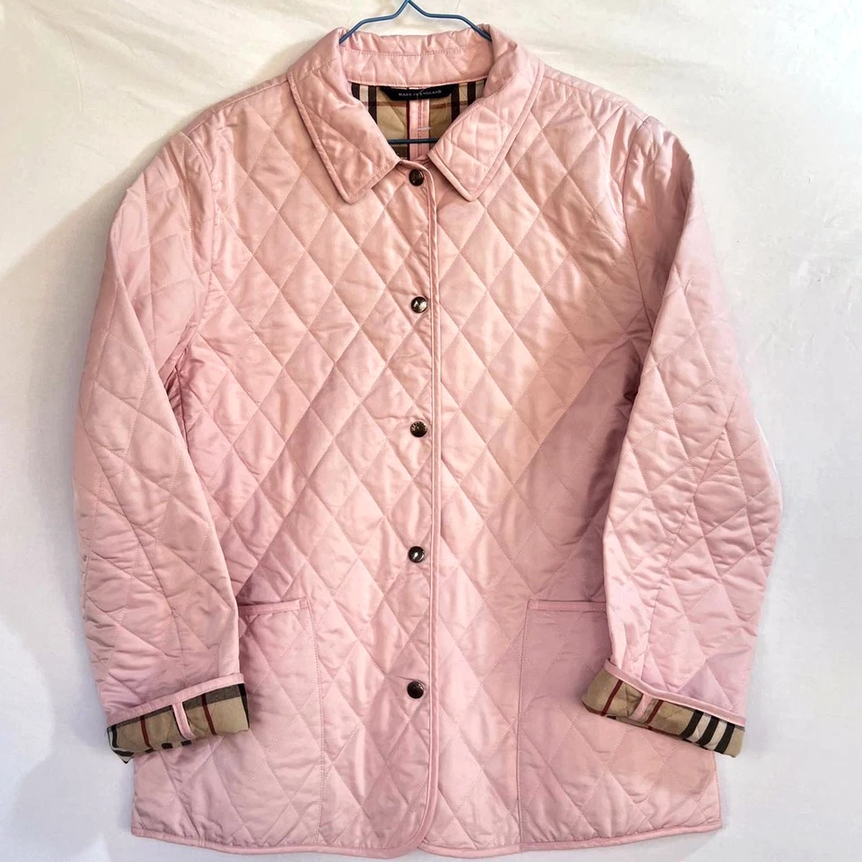 Burberry London выстеганная Snap Nova чек розовый куртка размер M сделано в Англии - Изображение 2 из 4
