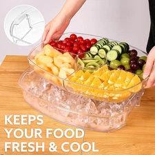 Large Capacity Ice Serving Tray Fruit Trays Party Chilled Vegetable/Veggie Dish-