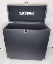 Victrola Vinyl Record Storage Case 2019 Black Leather-Look Vintage-Inspired