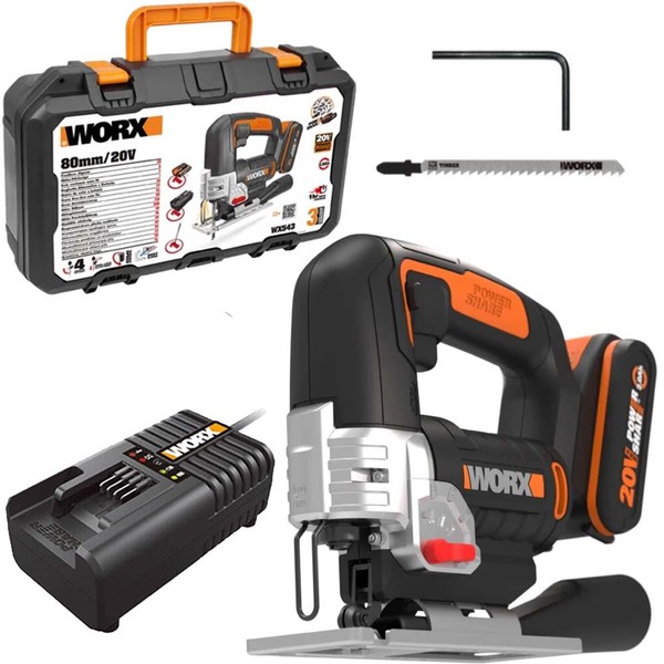 Worx Akku-StichsäGe WX543 Mit Akku 20V/2,0Ah, LadegeräT Und Koffer-image