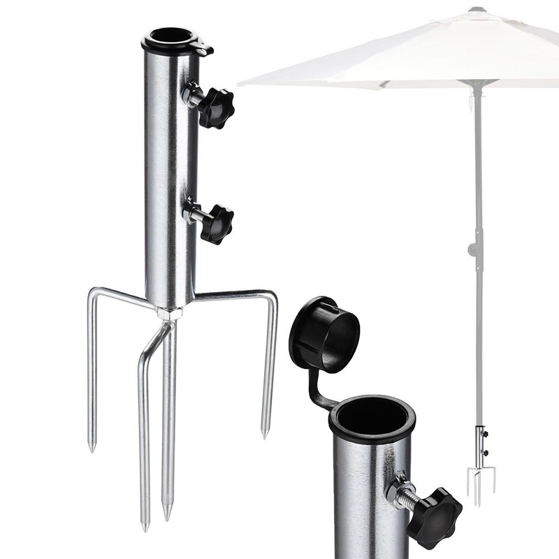 LAGarden Beach Umbrella Sand Anchor with 4 Spike Steel Stand Ground Grass