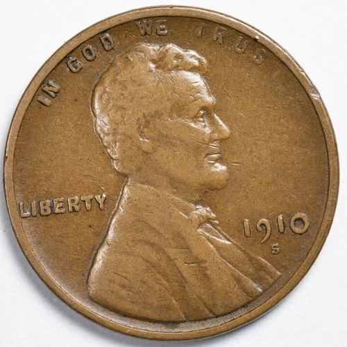 1910-S Lincoln Wheat Penny San Francisco Mint Fine (F)