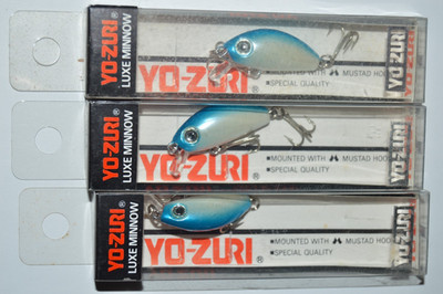3 lures older yo zuri luxe minnow 1.3'' 33mm sinking 1/8oz blue pearl color LPOJ