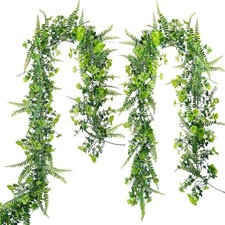 2 Pack 11.5Ft St. Patrick'S Day Shamrock Clover Plants Faux Greenery Garland wit