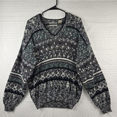 Method Vintage Grandpa Coogi Style 90's V Neck Acrylic Knit Sweater Mens Size XL