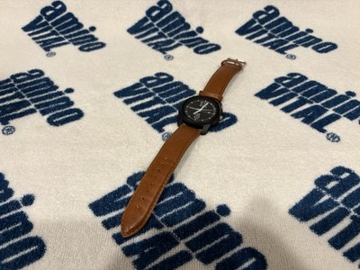 Fastrack Quartz Analog Watch Black Dial Tan Green Leather Band Stainless Steel