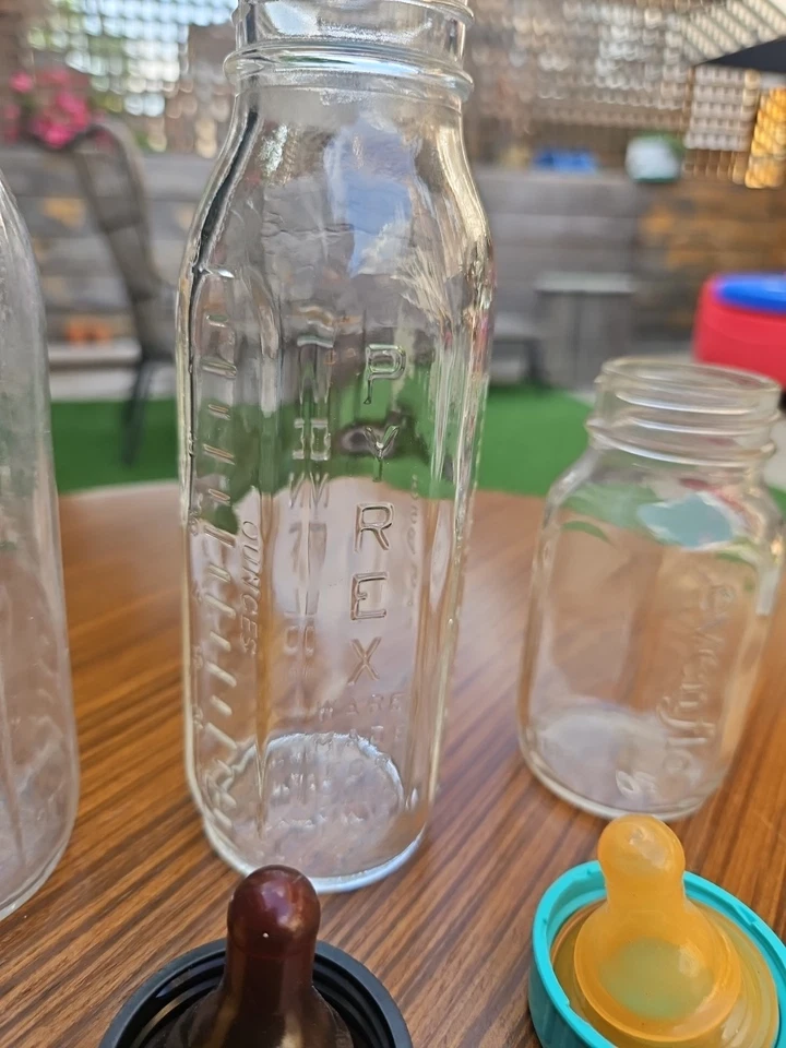 Biberón vintage de vidrio Pyrex Evenflo 8 OZ con tapa original lote de EE. UU. Foto 2 de 4