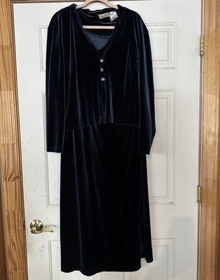 Kathie Lee Collection Women s Plus 20W Set 2 Piece Maxi Dress Jacket Velvet Blue