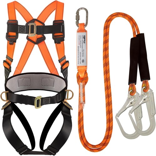 Fall Protection Kit, Shock-Absorbing Lanyard, Full Body Safety Harness ...