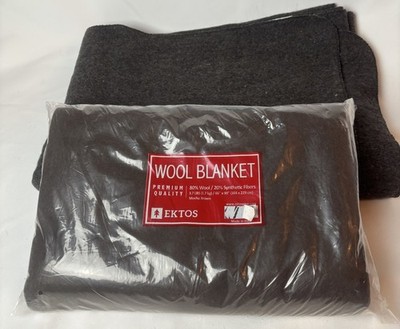 Lot Of 2 Ektos Wool Blanket 66 x90  NEW Mocha Brown And Dark Gray Camping Wool