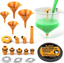 No-Spill Coolant Funnel Kit - 19-Piece Radiator Funnel burping kit, coolant Blee