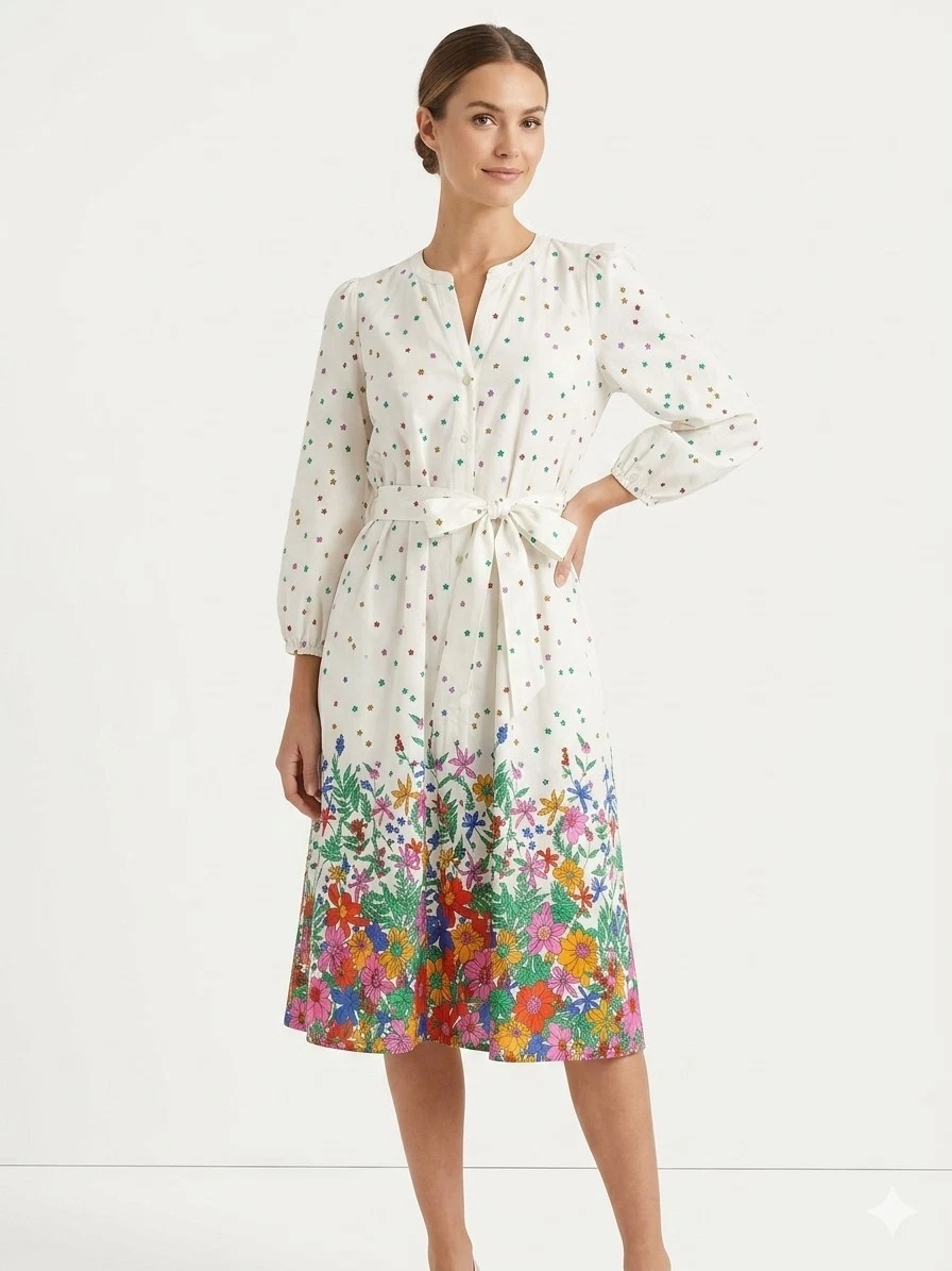 knit dress women Agness Long Sleeve Button Up Knit Dress - Ivory