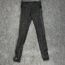 Athleta Mesh Racer Run Womens XXS Black Compression Pants Zip Pocket Reflective