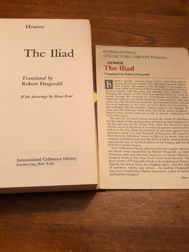 Vintage The Iliad by Homer Hardcover International Collectors Library 1974 Greek - Picture 5 of 7