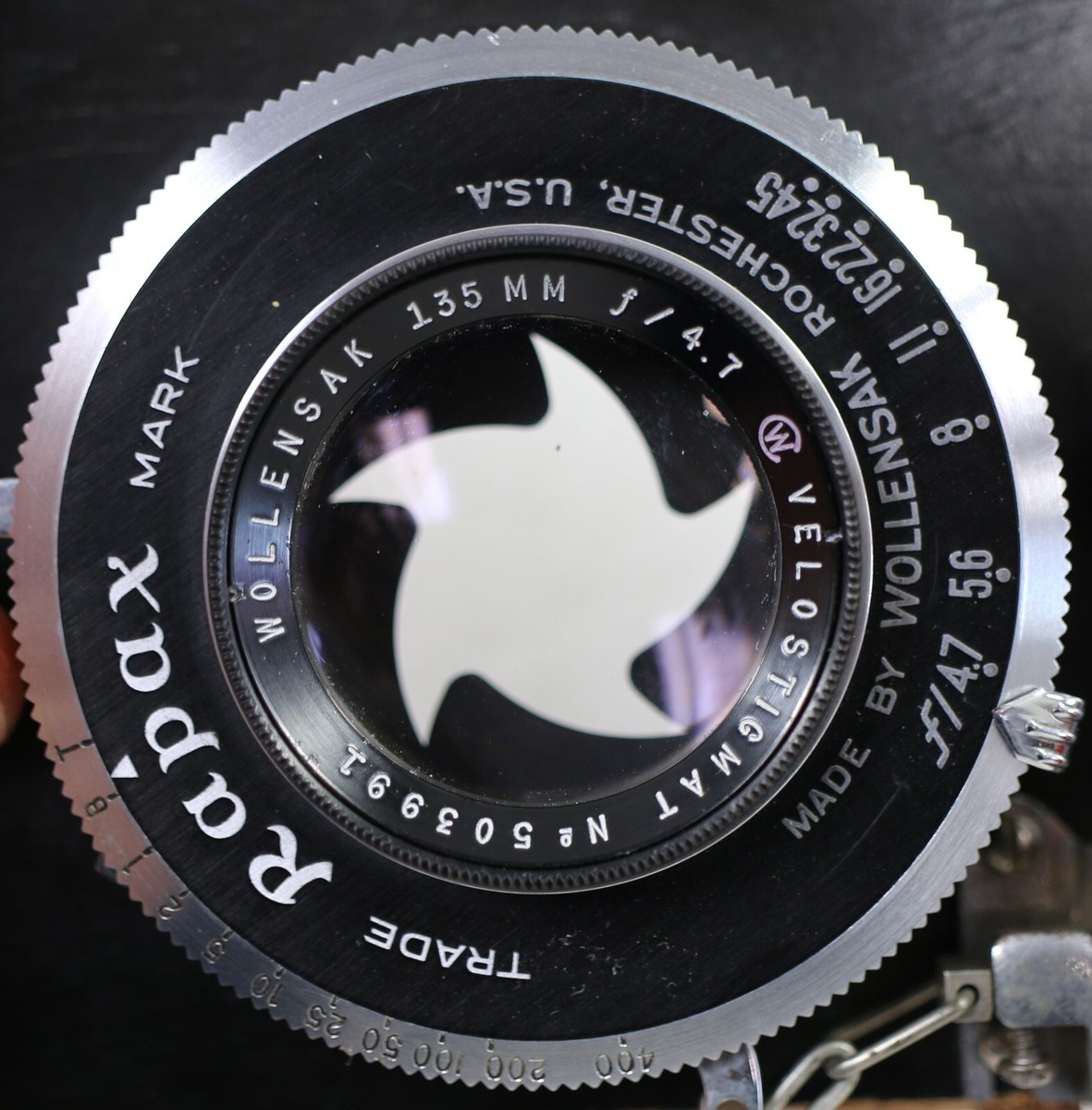 Wollensak 135mm f/4.7 Raptar Lens w/ Wollensak Rapax Synchromatic
