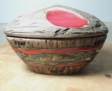 MCM Cases Spain Covered Dish Bowl Primitive Hunting Scene Mid Century Modern