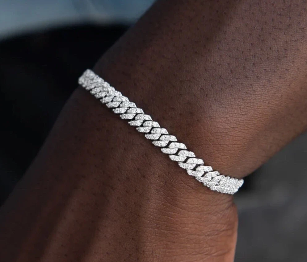 GLD Shop Signature White Gold Plated Prong 7 Bracelet 5mm Iced