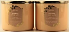QTY 2 - Bath  Body Works White Barn PUMPKIN SPICE LATTE 3-Wick 14.5 Oz Candle