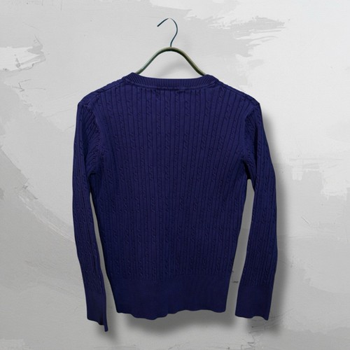 Cabela's Womens Sweater Purple M Cable Knit Long Sleeve V Neck Cotton Sweatshirt - Picture 2 of 5