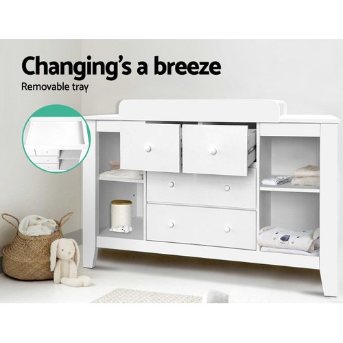 Baby Change Table Removable Tall boy Drawers Dresser Chest Storage Cabinet White - Picture 2 of 6