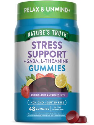 Stress Support Gummies 48 Count Delicious Lemon Strawberry Natural Supplements