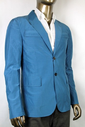 Nuovo Gucci Uomo Cotone Seta Due Pulsanti Luce Giacca Verde Blu 304814 4670  | eBay