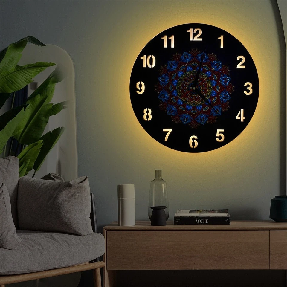 Nuevo Reloj de Pared Moderno Hágalo Usted Mismo Adhesivo Oficina Hogar Tienda Arte Decoración Luz Nocturna Reloj Foto 4 de 4