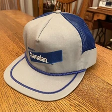 Men's Vintage Elanco Sonalan Gray/Blue Snapback Mesh Trucker Hat Cap Made in USA