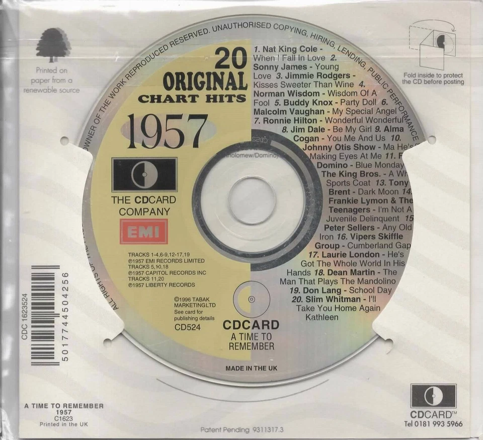 Jahrgang 1957 CD & Karte NEU Nat King Cole Peter Sellers Fats Domino Dean Martin - Bild 2 von 2