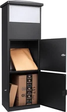 50.4"H Large Package Delivery Parcel Mail Drop Slot Box for Porch Black 2 Doors