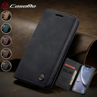 Magnetic Wallet Case Leather Flip Cover for iPhone 16e/16/15/14/13/12/11 Pro Max