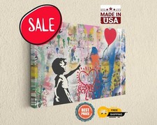 Canvas Print of Hopeful Banksy-Inspired Colorful Street Graffiti Art