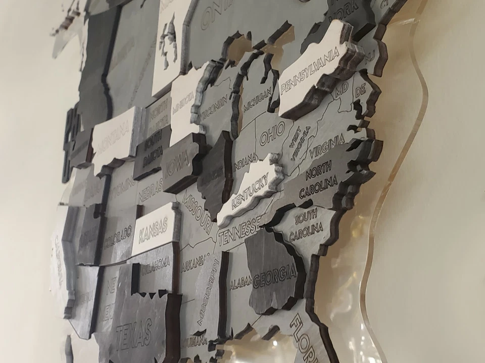 LED 3D Map World Wall Map, Gift for Traveller ,Wooden Decor , Anniversary Gift - Image 2 of 4