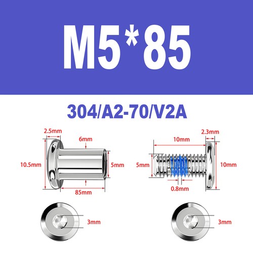 Möbelschrauben A2 V2A Hülsenschrauben M2-M6 Verbindungsschraube Möbelverbinder - Bild 89 von 122