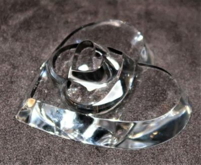 Baccarat Crystal Triple Heart of Love Paperweight, Hand Cooler, 3 3/4'' x 3 3/4''