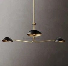 1950MidCentury Brass Black Orb Sputnik Italian Ceiling Stilnovo Chandelier Indus