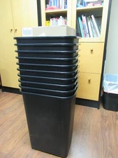 10 EACH UNITED SOLUTIONS 41 QT WASTEBASKET BLACK PLASTIC RECTANGULAR  WB0060