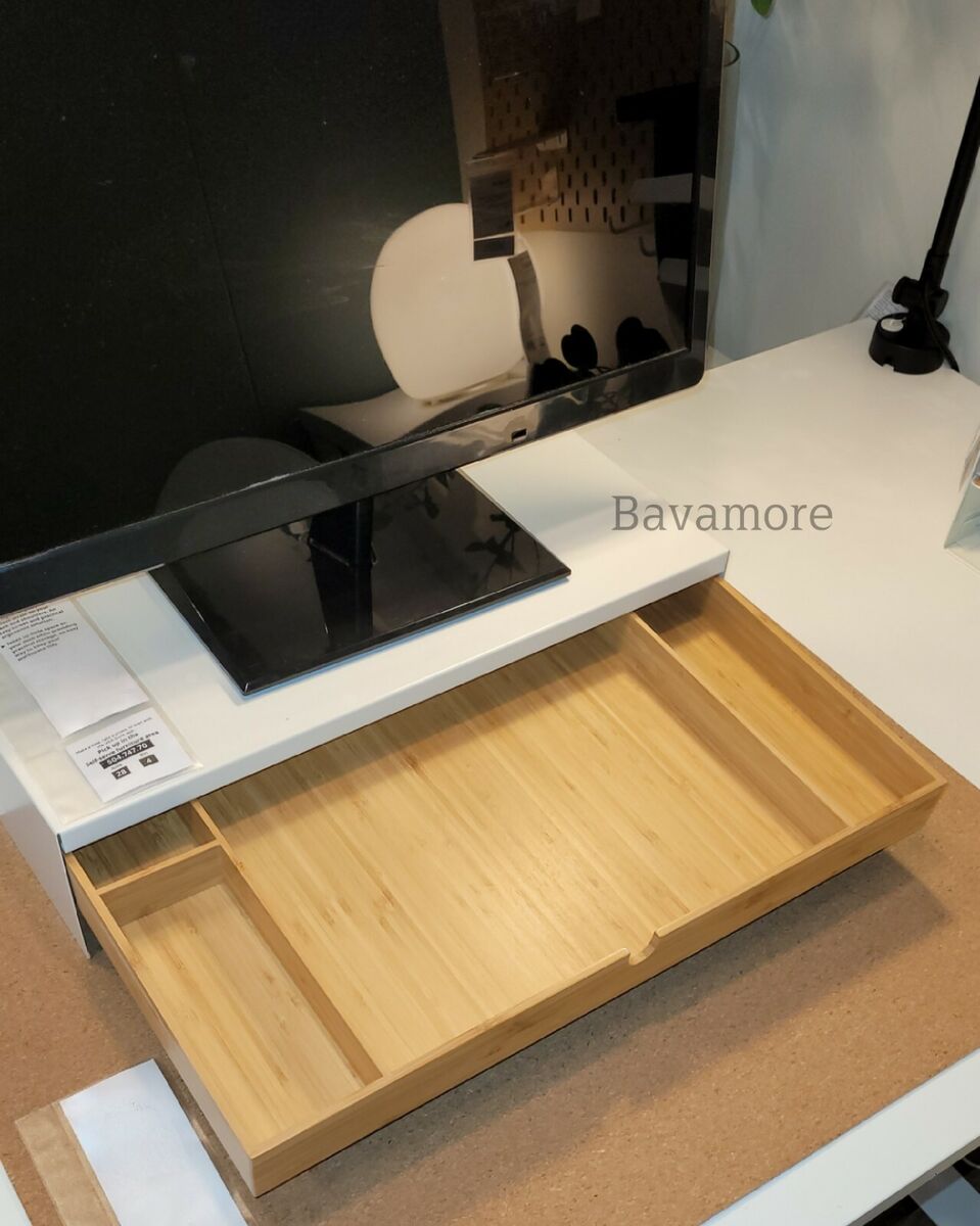 ELLOVEN Monitor stand with drawer, white - IKEA