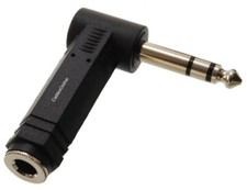 Right-Angle 1/4" 6.35mm TRS Stereo Male to Female Audio Adapter, AV-A62