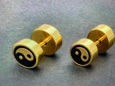 Yin & Yang Tai Chi Titan Gold Farbe Langhantel Fake Plug Punk Zen