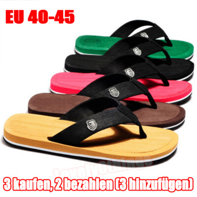 Herren EVA Badelatschen Zehentrenner Flip Flop Schlappen Flops Schwarz Schuhe