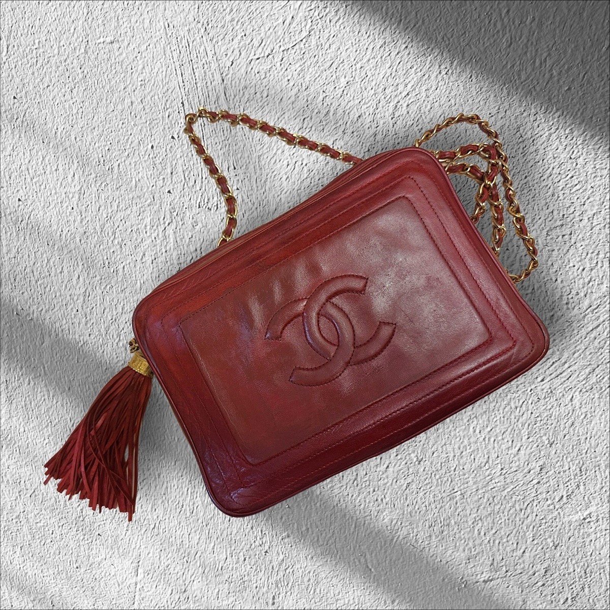 Vintage Chanel Bag, Chain Strap, Tassel, Gold Plated Vintage Chanel Bag, Chain Strap, Tassel, Gold Plated
