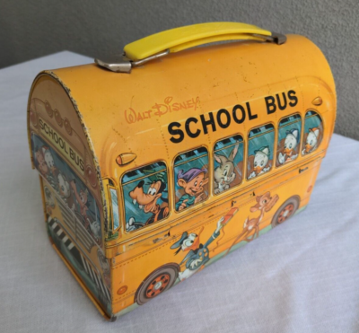 Vtg 1961 Walt Disney School Bus Metal Dome Lunchbox No Thermos